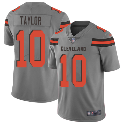 Cleveland Browns Taywan Taylor Men Gray Limited Jersey #10 NFL Football Inverted Legend